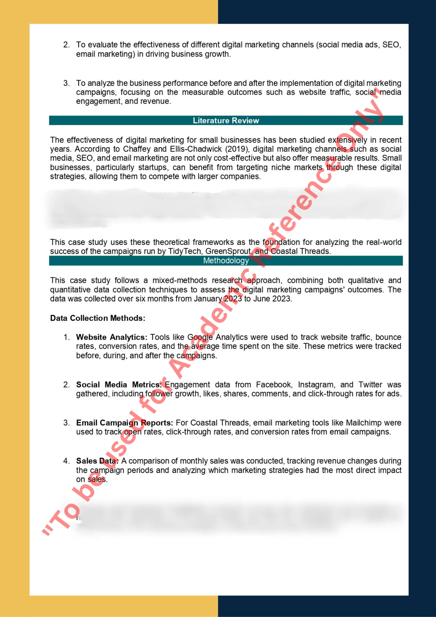 Case Study sample solution of MKTG 101 - The Effectiveness of Digital Marketing Campaigns for Small Businesses 1